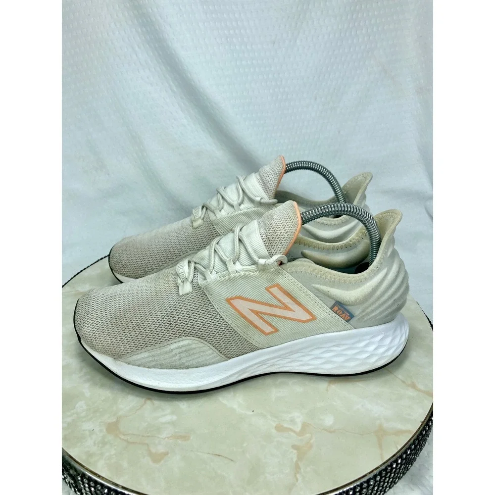New Balance Fresh Foam Roav Running Shoes Women 9.5 Cream Peach Sporty Sneakers
